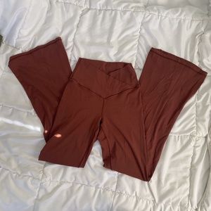 Aerie High Waisted Crossover Flares Dark Maple